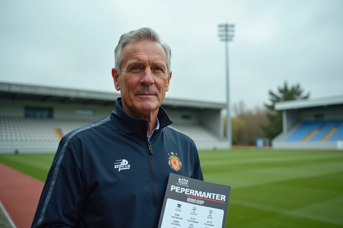 Entraineur de club avec classement sur le terrain de football