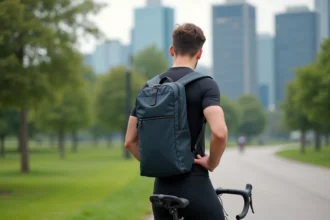 Jeune homme préparant son vélo pour une sortie urbaine