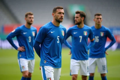 Groupe de défenseurs italiens en entraînement sur le terrain
