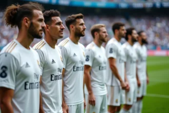 Groupe de joueurs Real Madrid sur le terrain lors d'un match