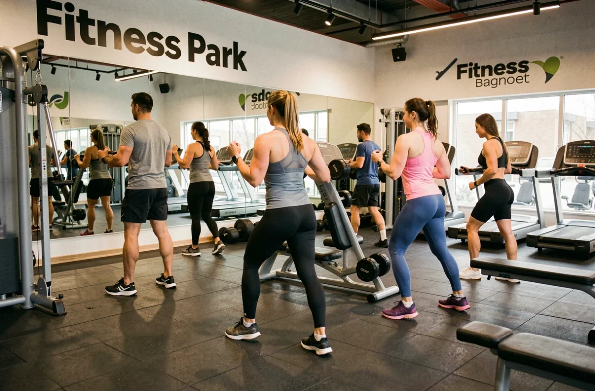 Salle de musculation Fitness Park Bagnolet avec membres s'entraînant sur les machines