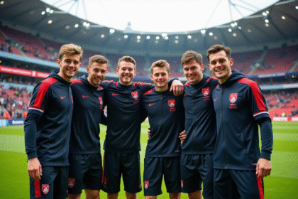Jeunes footballeurs célébrant leur promotion en équipe