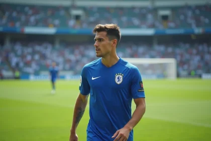 Joueur de Porto en maillot de sélection nationale lors d'un entraînement sur le terrain