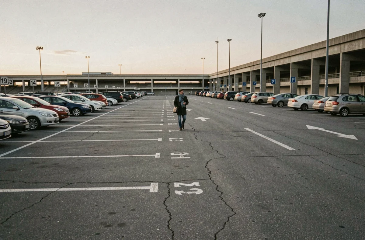 Parking C4 quasi vide tôt le matin avant un match au Stade Pierre Mauroy