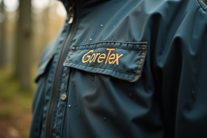 Veste GoreTex de randonnée usée en plein air